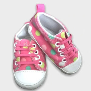 Baby Gear Pink Polkadot Cotton Slip On Shoes